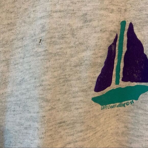 Fruit of the Loom Left Coast Single Stitch XL 1988 Gray Sailboat Cotton T-shirt - Picture 8 of 13